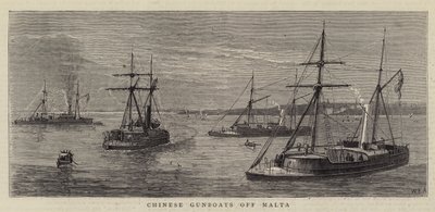 Chinese Kanonneerboten bij Malta door William Edward Atkins